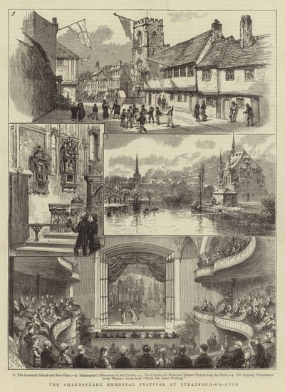 Shakespeare Memorial Festival i Stratford-on-Avon (gravering) av English School