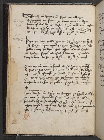Sheltun-akrostikonet, fra «The Devonshire Manuscript», Add MS 17492, f.6v (penn og blekk på papir) av English School