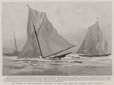 Senkingen av Lord Dunravens "Valkyrie" i Clyde etter kollisjonen med "Satanita" (gravering) av English School