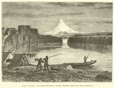 The Slabs på Columbia River, Mount Hood i det fjerne av English School