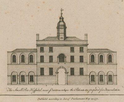 Koppesykehuset nær Pancras hvor pasientene forberedes for inokulering av English School