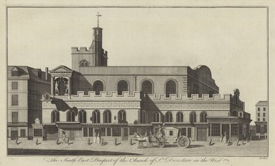 Sørøstprospektet til Church of St Dunstan i vest, London av English School