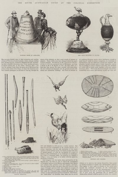 Den sør-australske domstolen på Colonial Exhibition (gravering) av English School