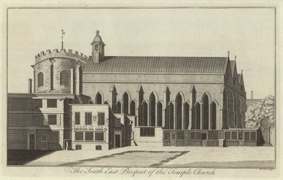 The South East Prospect of the Temple Church, London av English School