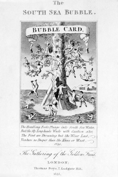 The South Sea Bubble, trykk laget av Thomas Boys, 1825 av English School