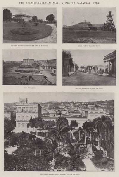 Den spansk-amerikanske krigen, utsikt over Matanzas, Cuba (gravering) av English School