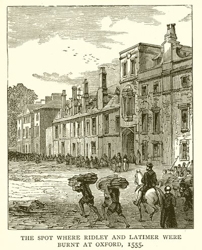 Stedet der Ridley og Latimer ble brent i Oxford, 1555 av English School