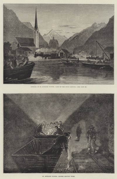St Gothard Railway Tunnel (gravering) av English School
