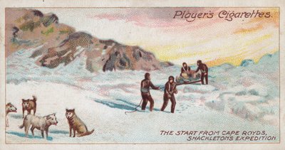 Starten fra Cape Royds, Shackletons ekspedisjon (chromolitho) av English School