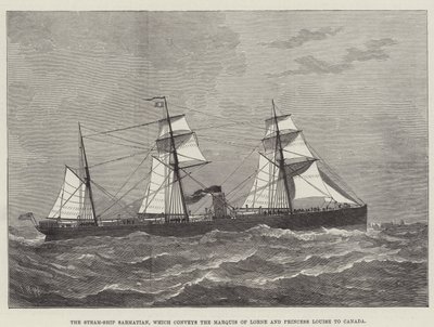 Steam-Ship Sarmatian, som formidler markisen av Lorne og prinsesse Louise til Canada (gravering) av English School