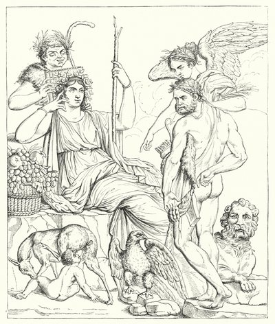 Historien om Hercules og Telephus (gravering) av English School