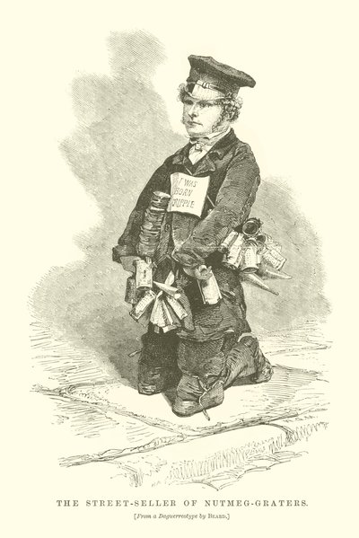 Gateselgeren av muskatnøttriver (gravering) av English School