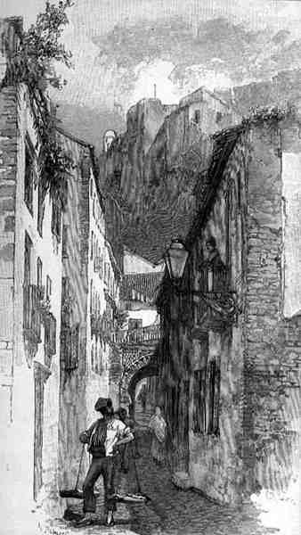 The Street Beneath the Alcazar, Malaga, Spania, fra 