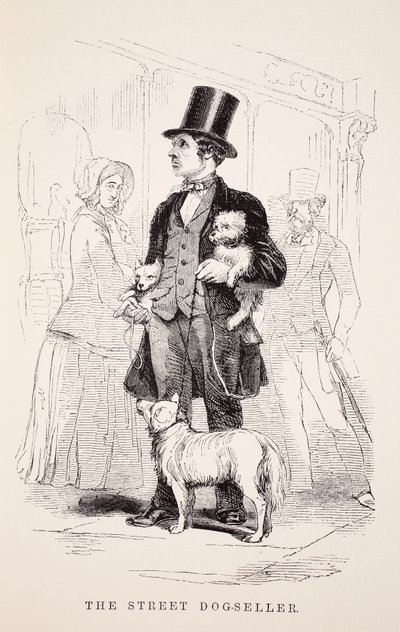 The Street Dog-Seller, illustrasjon fra London Labor og London Poor av Henry Mayhew, pub. 1862 av English School