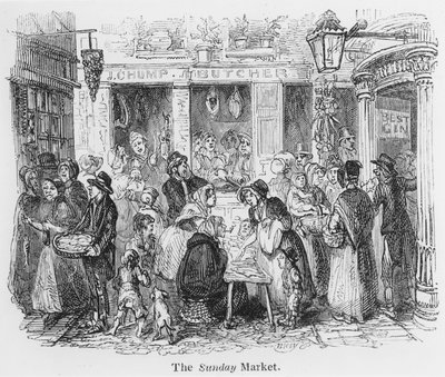 The Sunday Market, London (gravering) av English School