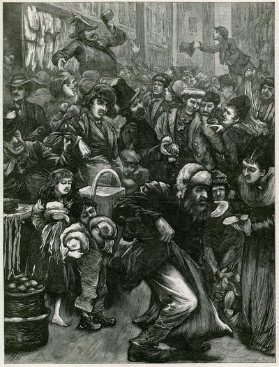 Søndagshandelsspørsmålene - en skisse i Petticoat Lane av English School
