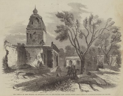 Temple of Ram Swamee, en avansert post fra den britiske leiren før Delhi (gravering) av English School