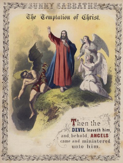 The Temptation of Christ (farget gravering) av English School