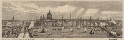 Themsen Embankment på nordsiden av Themsen fra Palace of Westminster til Blackfriars Bridge av English School