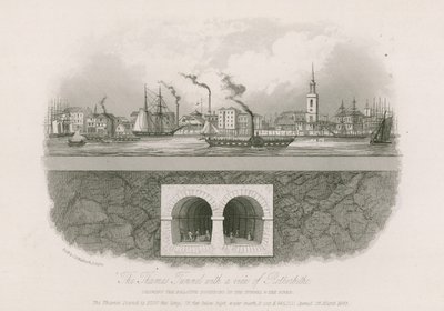 Themsen-tunnelen med utsikt over Rotherhithe av English School