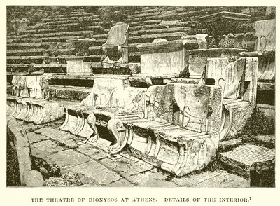 Dionysos teater i Athen. Detaljer om interiøret av English School