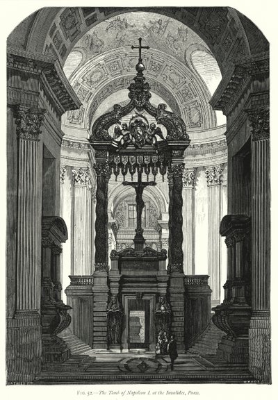 Graven til Napoleon I ved Invalides, Paris (gravering) av English School