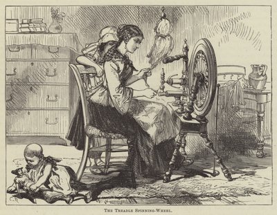 The Treadle Spinning-Wheel (gravering) av English School