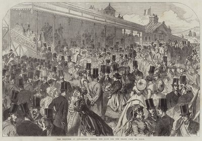 Tribunene på Longchamps før løpet for Grand Prix de Paris (gravering) av English School