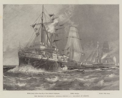 Problemet i Nicaragua, admiral Stephensons skvadron ved Corinto (gravering) av English School