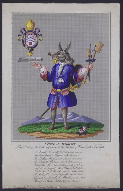 The Trusty Servant, malt på veggen ved siden av kjøkkenet til Winchester College, Hampshire, av den engelske poeten John Hoskins i 1579 av English School