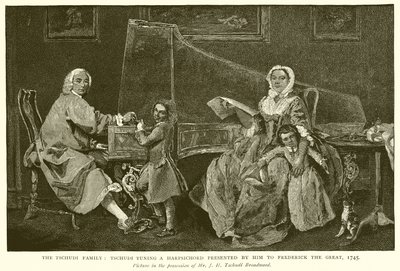 Tschudi-familien: Tschudi Tuning a presentert av ham til Fredrik den store, 1745 av English School