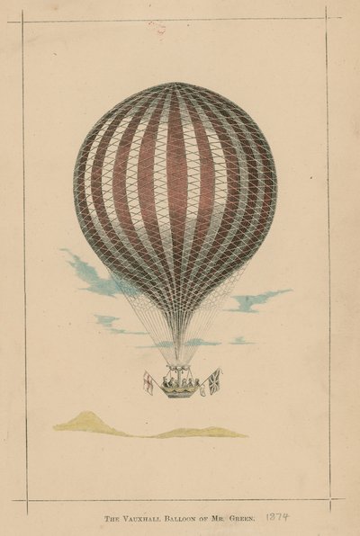 Vauxhall-ballongen til Mr Green; Vauxhall Gardens, London av English School