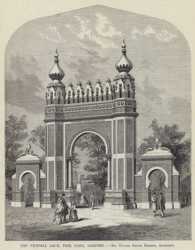 Victoria Arch, Peel Park, Salford (gravering) av English School