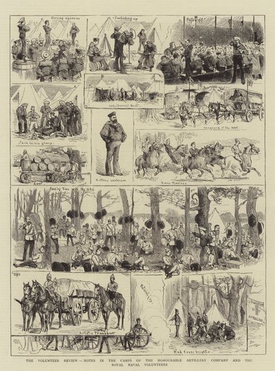 The Volunteer Review, Notes in the Camps of the Honorable Artillery Company and the Royal Naval Volunteers (gravering) av English School