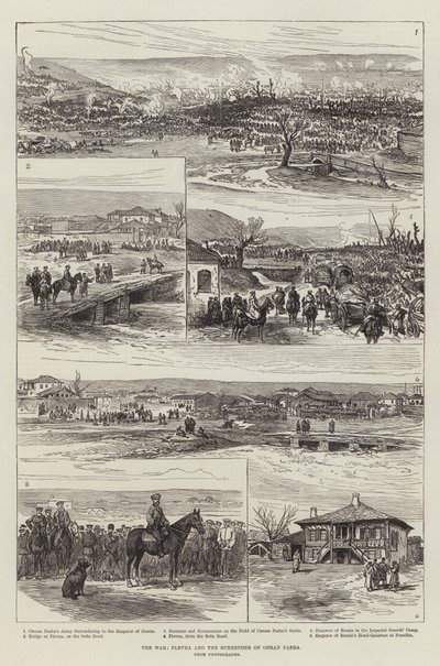Krigen, Plevna og overgivelsen til Osman Pasha (gravering) av English School