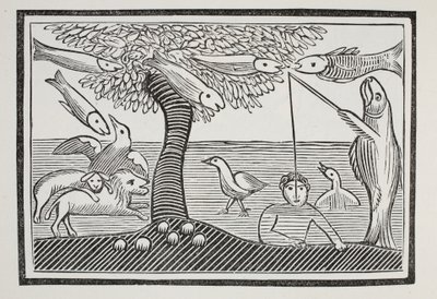 The Water Wonder, eller Fishes Lords of the Creation, illustrasjon fra Chap-books of the Eighteenth Century av John Ashton, pub. 1882 av English School