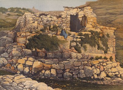 The Well of En-Rogel, Jerusalem (farge litho) av English School