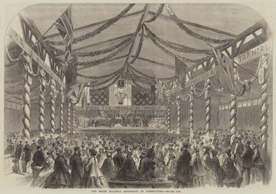 Den walisiske nasjonale Eisteddfod ved Aberystwith (gravering) av English School