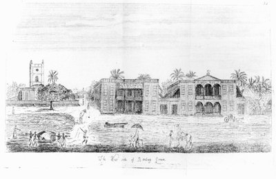 The West Side of Bombay Green, India, from Voyage to the East Indies av John Henry Grose, 2. utgave, 1766 av English School