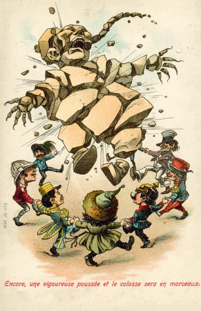 Vestmaktene trekker Kina fra hverandre (farge litho) av English School