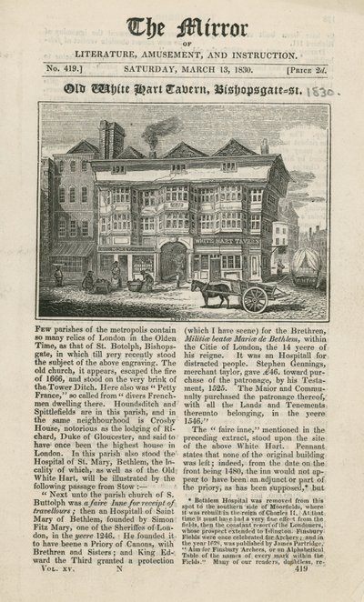The White Hart Tavern, Bishopsgate Street av English School