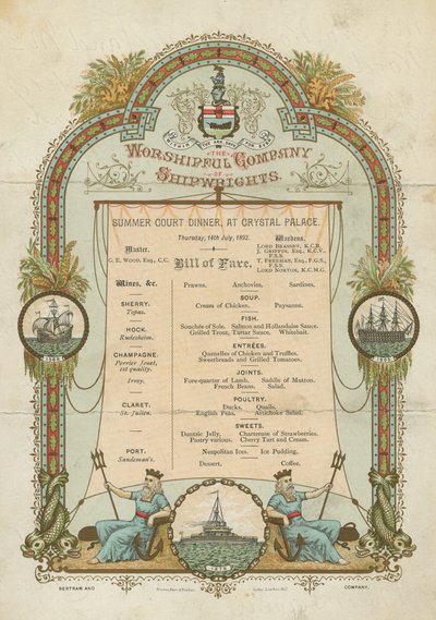 The Worshipful Company of Shipwrights Summer Court Dinner (chromolitho) av English School