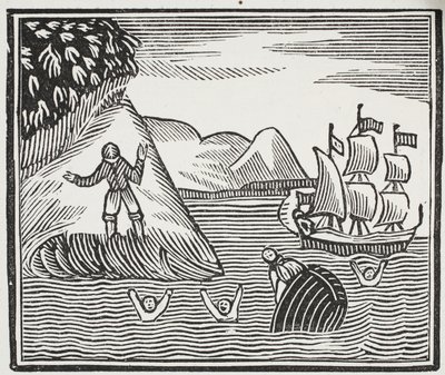 The Wreck, illustrasjon fra Chap-books of the Eighteenth Century av John Ashton, pub. 1882 av English School
