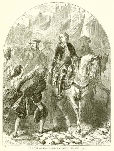Der junge Prätendent betritt Dundee, 1715 von English School