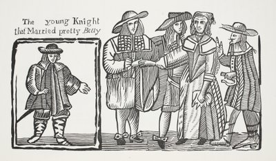 Den unge ridderen som giftet seg med vakre Betty, illustrasjon fra Chap-books of the Eighteenth Century av John Ashton, pub. 1882 av English School