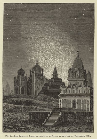Zodiacal Light som observert i India i slutten av desember, 1874 av English School