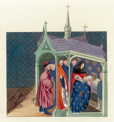Avtalen mellom jarlen av Northumberland og kong Richard II (farget gravering) av English School