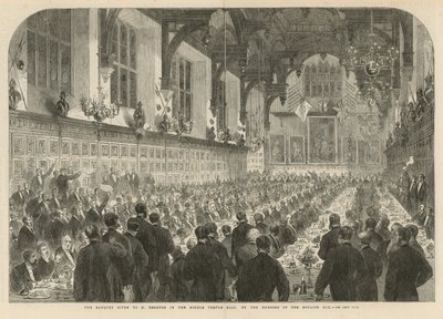 Banketten gitt til M Berryer i Middle Temple Hall av English School