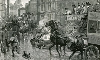 Slaget om Londons gater - Ludgate Hill på en glatt dag av English School