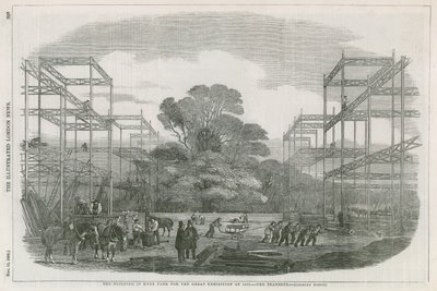 Bygningen i Hyde Park, London, for den store utstillingen i 1851 av English School